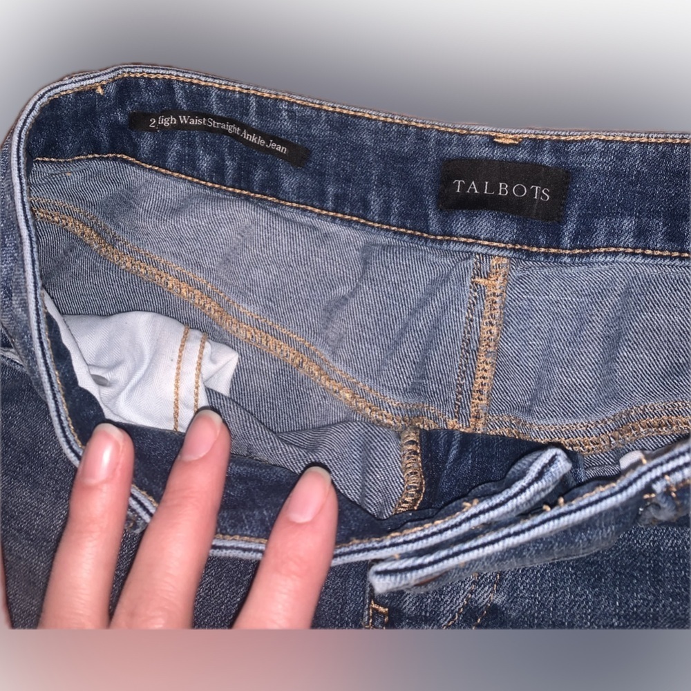 Talbots Raw Edge Released Hem Frayed Straight High Waist Ventura Ankle Jeans 2 - Picture 9 of 11